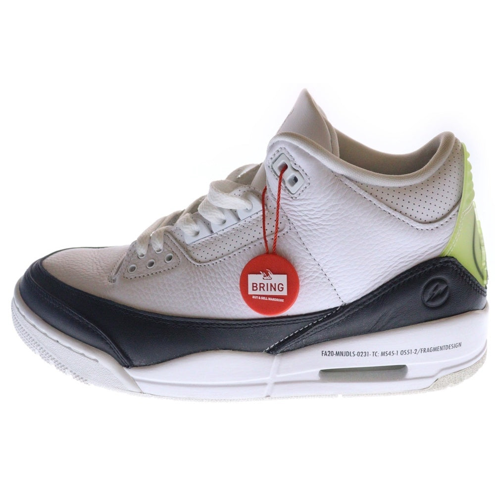 NIKE(ナイキ) ×FRAGMENT DESIGN AIR JORDAN3 RETRO SP DA3595-100 フラグメントデザイン エアジョーダン3 ミッドカットスニーカー US9/27cm ホワイト/ブラック