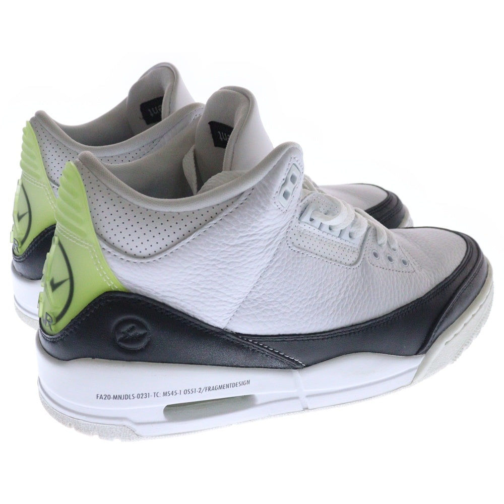 NIKE(ナイキ) ×FRAGMENT DESIGN AIR JORDAN3 RETRO SP DA3595-100 フラグメントデザイン エアジョーダン3 ミッドカットスニーカー US9/27cm ホワイト/ブラック