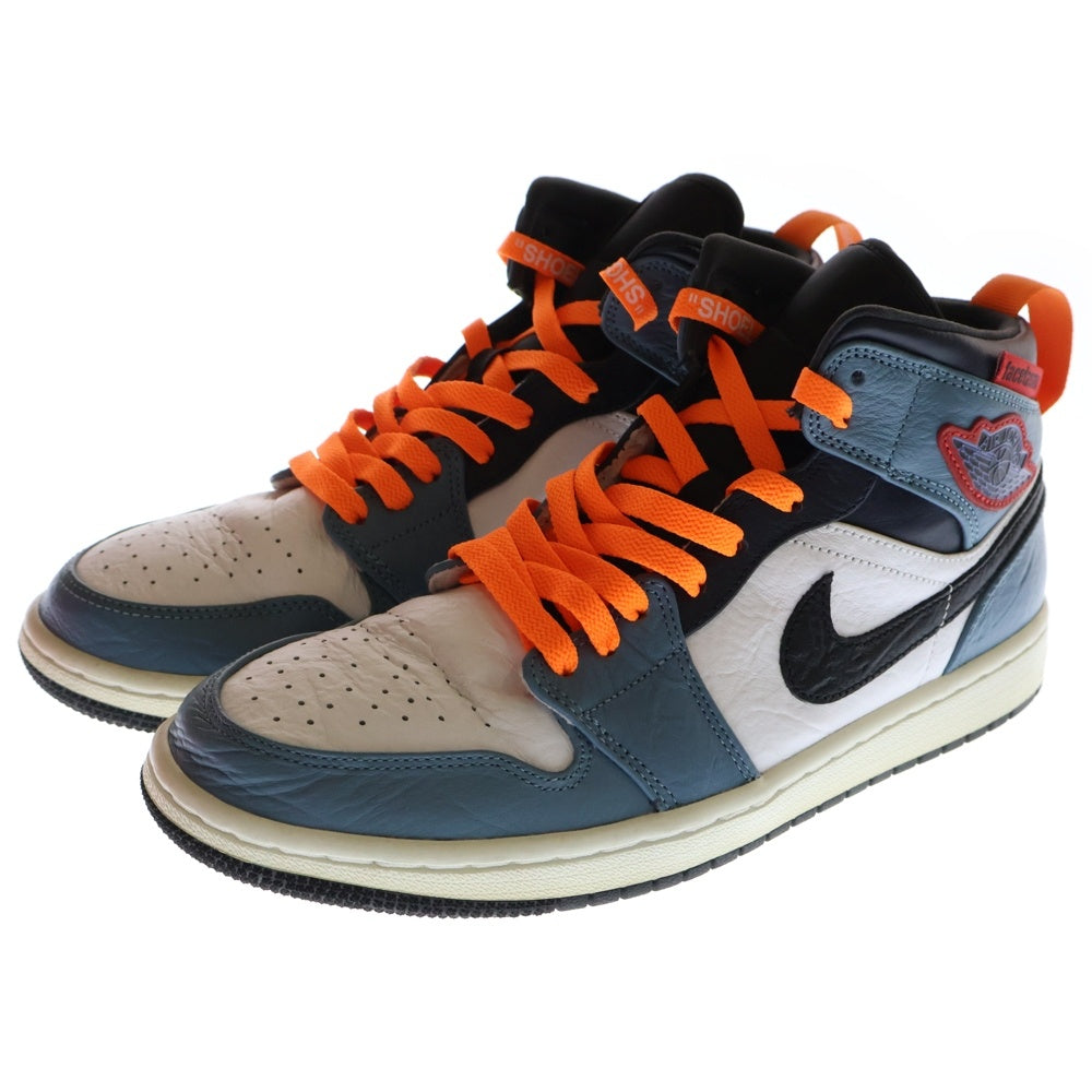 NIKE(ナイキ) ×FACETASM AIR JORDAN 1 MID SE FRLS CU2802-100 ファッセタズム エアジョーダン1 フィアレス ミッドカットスニーカー US9.5/27.5cm ブルー/ホワイト