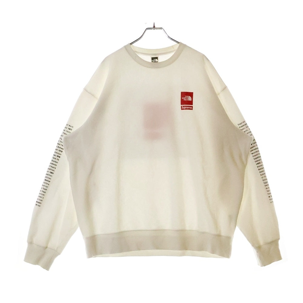 SUPREME(シュプリーム) 24SS ×THE NORTH FACE TNF Crewneck NT02411I ザノースフェイス ロゴプリント クルーネックスウェットトレーナー ホワイト