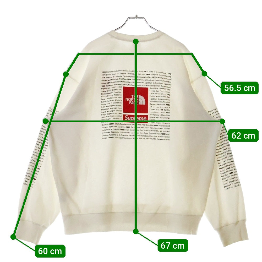 SUPREME(シュプリーム) 24SS ×THE NORTH FACE TNF Crewneck NT02411I ザノースフェイス ロゴプリント クルーネックスウェットトレーナー ホワイト