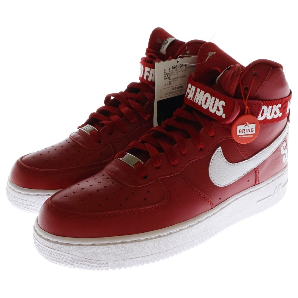 NIKE(ナイキ) 【観賞用 2014年製】14AW ×Supreme AIR FORCE 1 HIGH SUPREME SP 698696-610 ナイキ エアフォース1 ハイカットスニーカー シューズ レッド US9.5/27.5cm