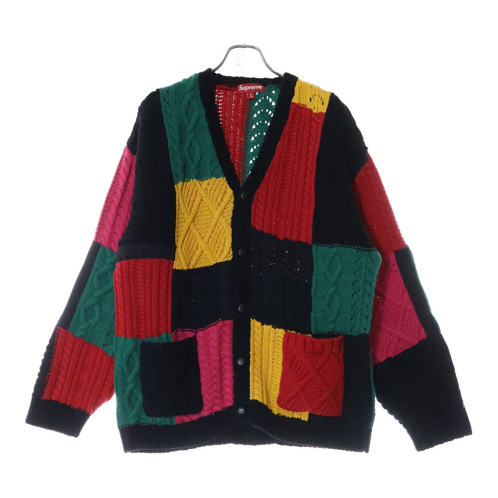 SUPREME(シュプリーム) 23AW Patchwork Cabke Knit Cardigan パッチワーク ケーブルニットカーディガン マルチカラー