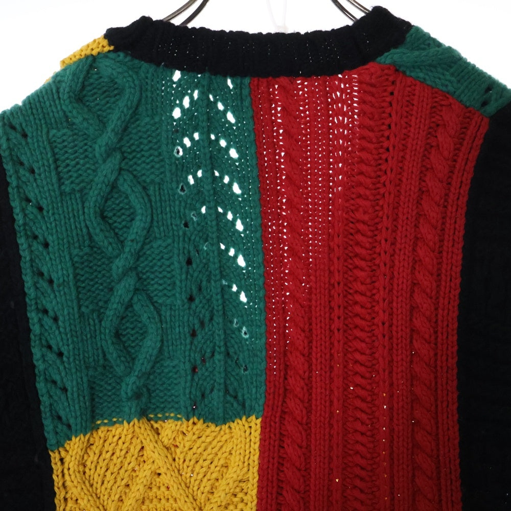 SUPREME(シュプリーム) 23AW Patchwork Cabke Knit Cardigan パッチワーク ケーブルニットカーディガン マルチカラー