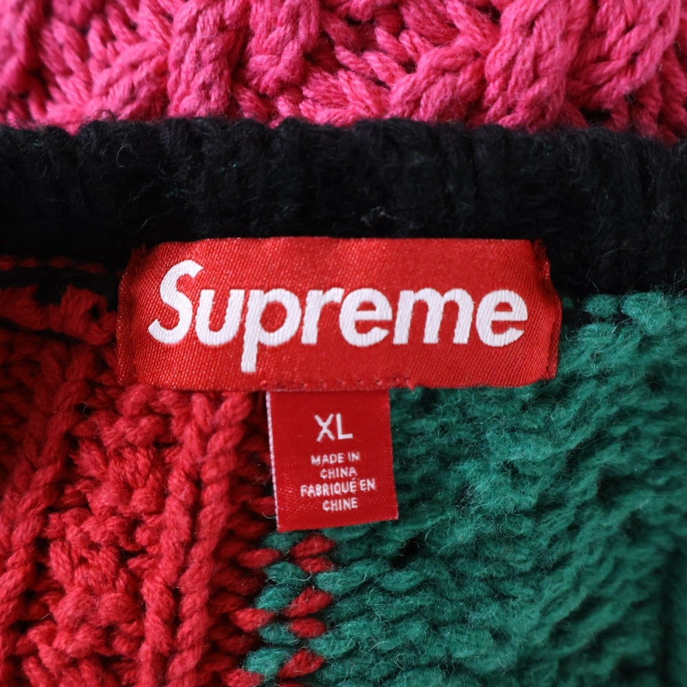 SUPREME(シュプリーム) 23AW Patchwork Cabke Knit Cardigan パッチワーク ケーブルニットカーディガン マルチカラー