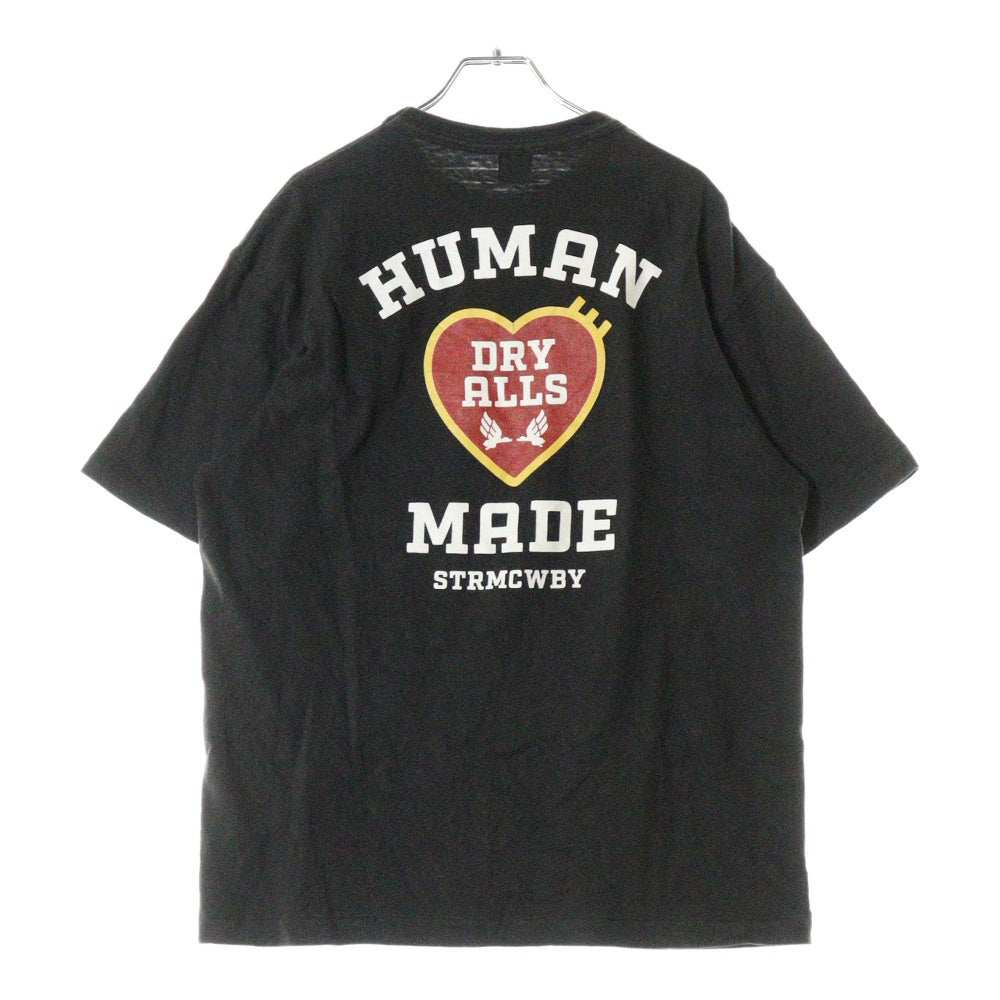 HUMAN MADE(ヒューマンメイド) Dry Alls Heart T-Shirt ドライエール フロントプリント半袖Tシャツ 半袖カットソー ブラック