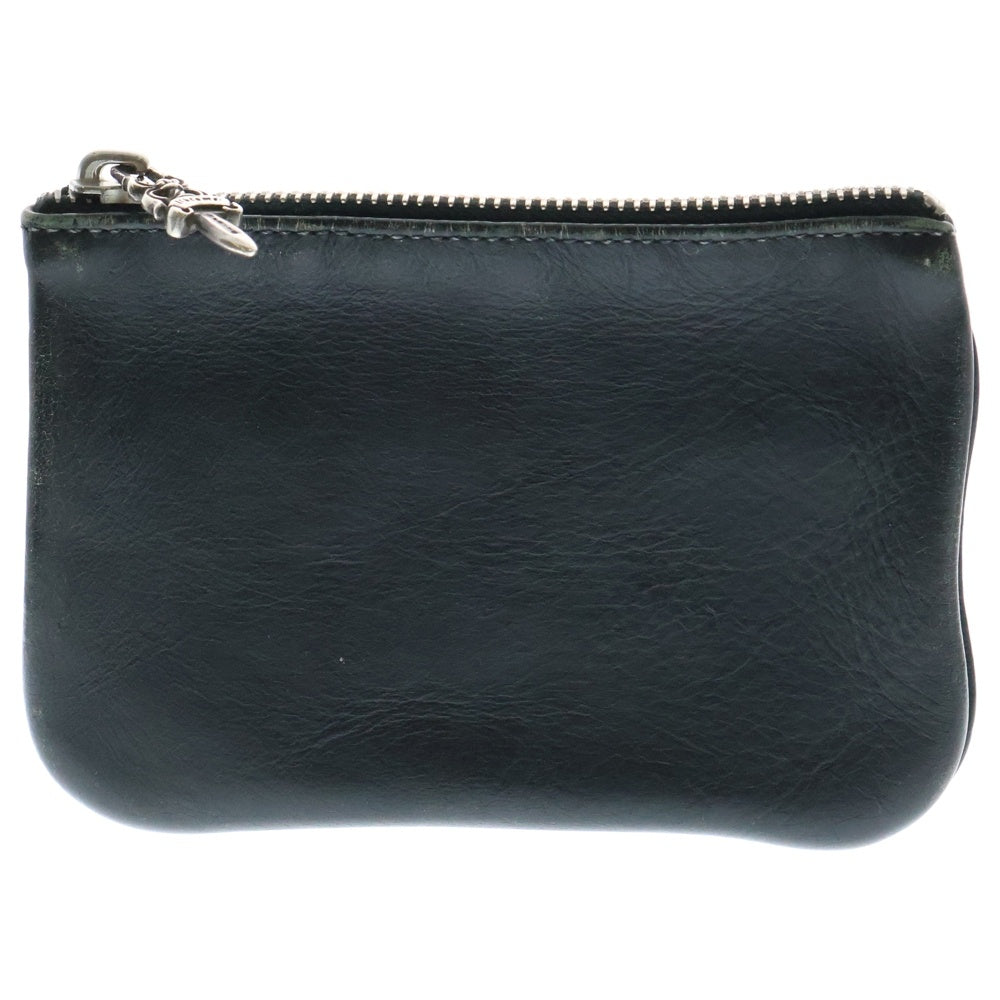 CHROME HEARTS(クロムハーツ) ZPR CHG PURSE ジッパーチェンジパース クロスパッチ レザーウォレット 財布 コインケース ブラック/シルバー