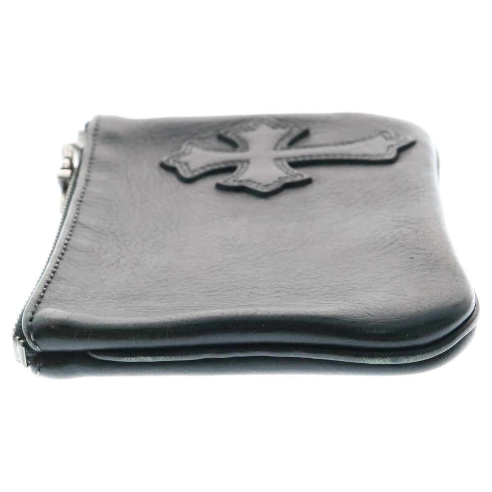 CHROME HEARTS(クロムハーツ) ZPR CHG PURSE ジッパーチェンジパース クロスパッチ レザーウォレット 財布 コインケース ブラック/シルバー