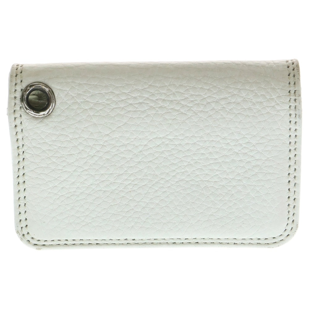 CHROME HEARTS(クロムハーツ) CARD CASE スクロールラベル レザーカードケース ホワイト/シルバー