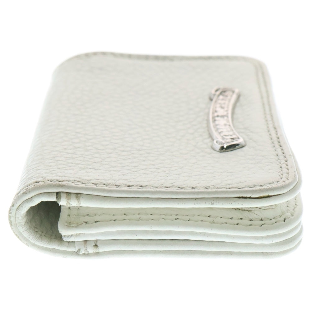 CHROME HEARTS(クロムハーツ) CARD CASE スクロールラベル レザーカードケース ホワイト/シルバー