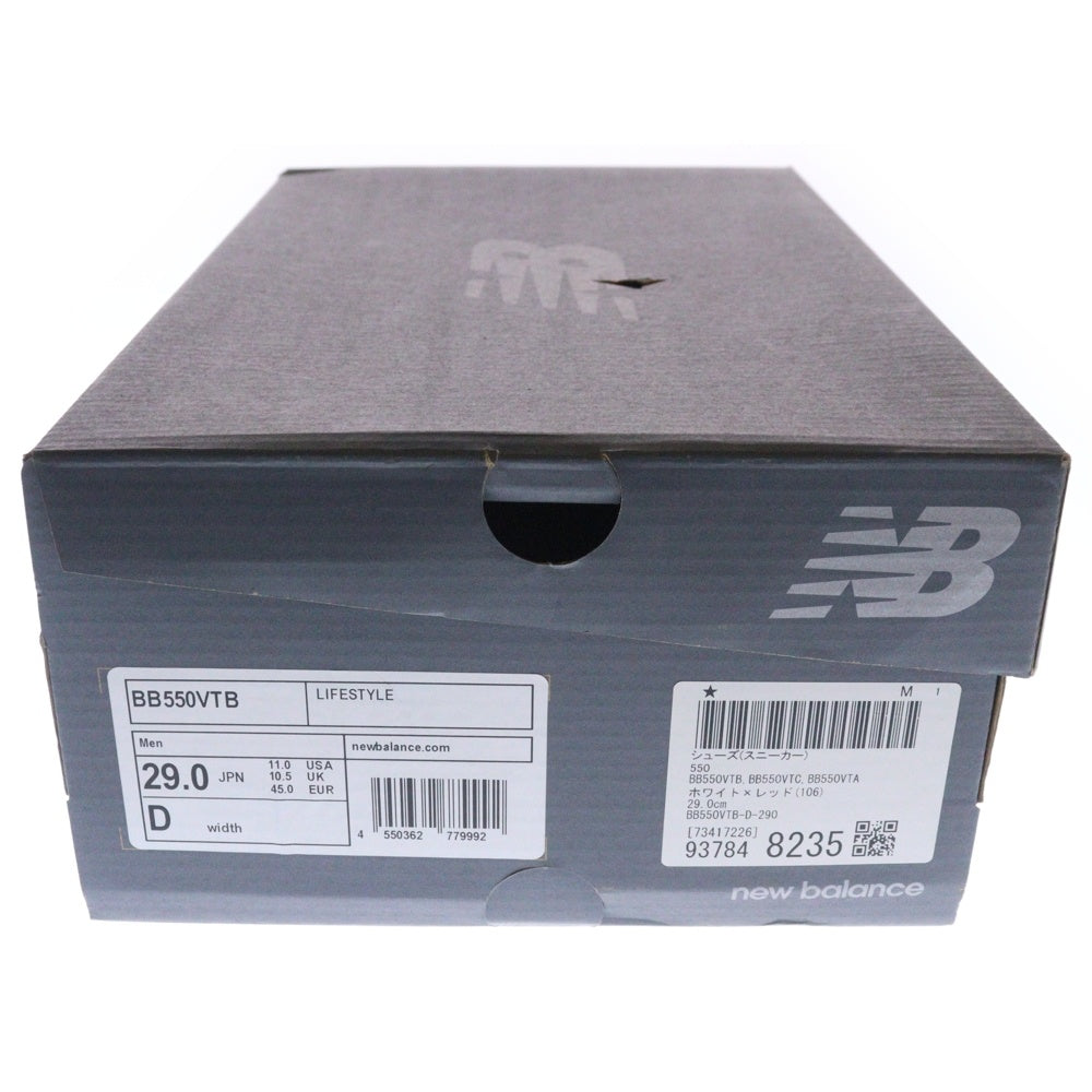 New Balance(ニューバランス) BB550VTB ローカットトスニーカー US11/29.0cm ホワイト/レッド