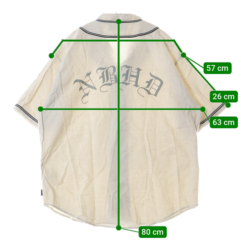 NEIGHBORHOOD(ネイバーフッド) 22SS B.B. C-SHIRT SS フランネル ベースボール 半袖 ゲームシャツ アイボリー 221AQNH-SHM05