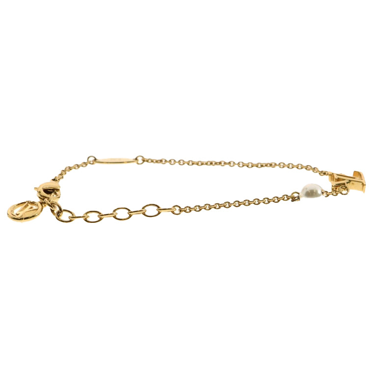 LOUIS VUITTON(ルイヴィトン) LV アイコニックルイザ パールゴールドチェーンブレスレット M1450A ゴールド