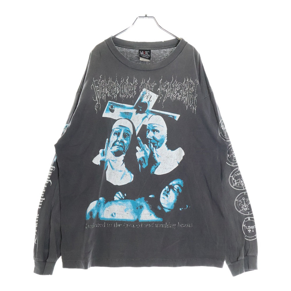 SAINT MICHAEL(セントマイケル) 23SS LS TEE SISTERS ダメージ加工長袖Tシャツ ロンT グレー SM-S23-0000-032