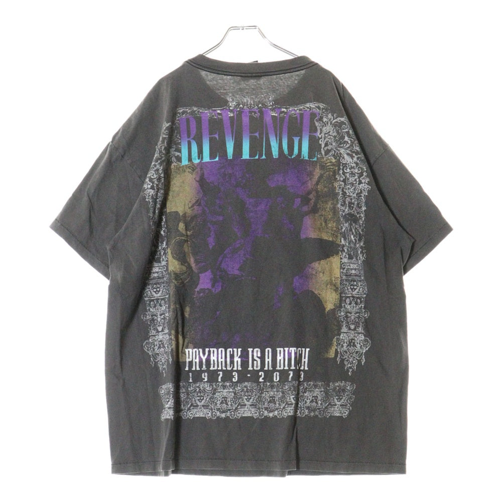 SAINT MICHAEL(セントマイケル) 23SS ×BerBerJin BJ SS TEE REVENGE ベルベルジン ダメージ加工 クルーネック コットン 半袖Tシャツ カットソー SM-S23-0000-085 グレー