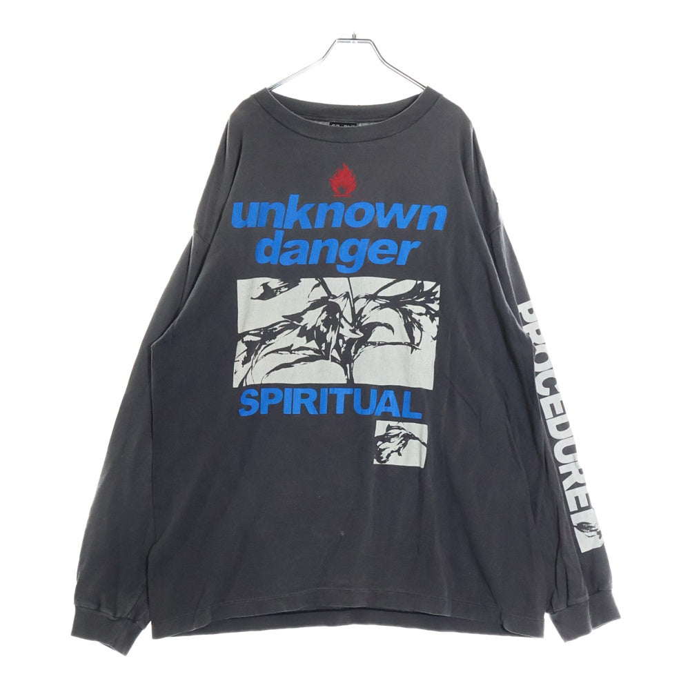 SAINT MICHAEL(セントマイケル) 23SS LS TEE UNKNOWN ヴィンテージ加工 グラフィックプリント 長袖カットソー ロンT SM-S23-0000-027 グレー
