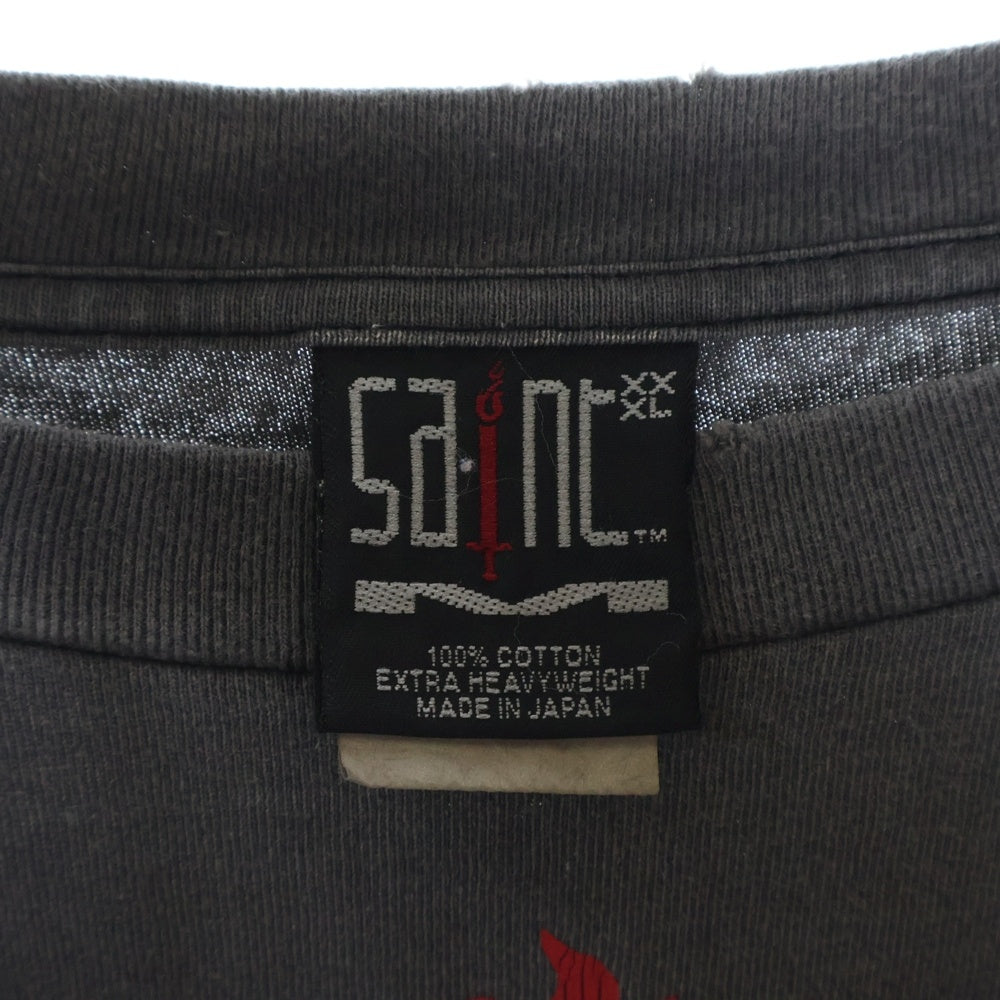 SAINT MICHAEL(セントマイケル) 23SS LS TEE UNKNOWN ヴィンテージ加工 グラフィックプリント 長袖カットソー ロンT SM-S23-0000-027 グレー
