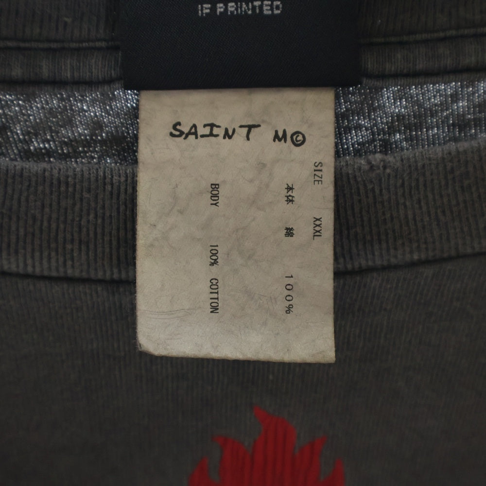 SAINT MICHAEL(セントマイケル) 23SS LS TEE UNKNOWN ヴィンテージ加工 グラフィックプリント 長袖カットソー ロンT SM-S23-0000-027 グレー
