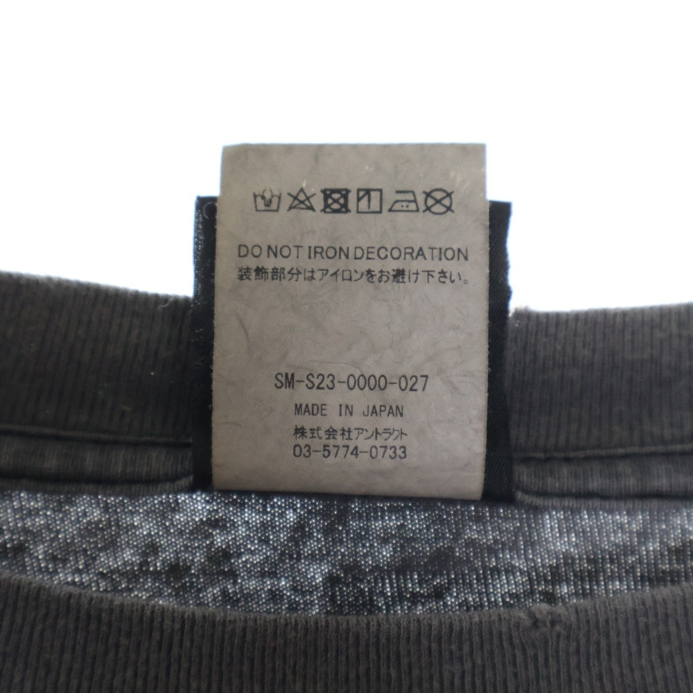 SAINT MICHAEL(セントマイケル) 23SS LS TEE UNKNOWN ヴィンテージ加工 グラフィックプリント 長袖カットソー ロンT SM-S23-0000-027 グレー