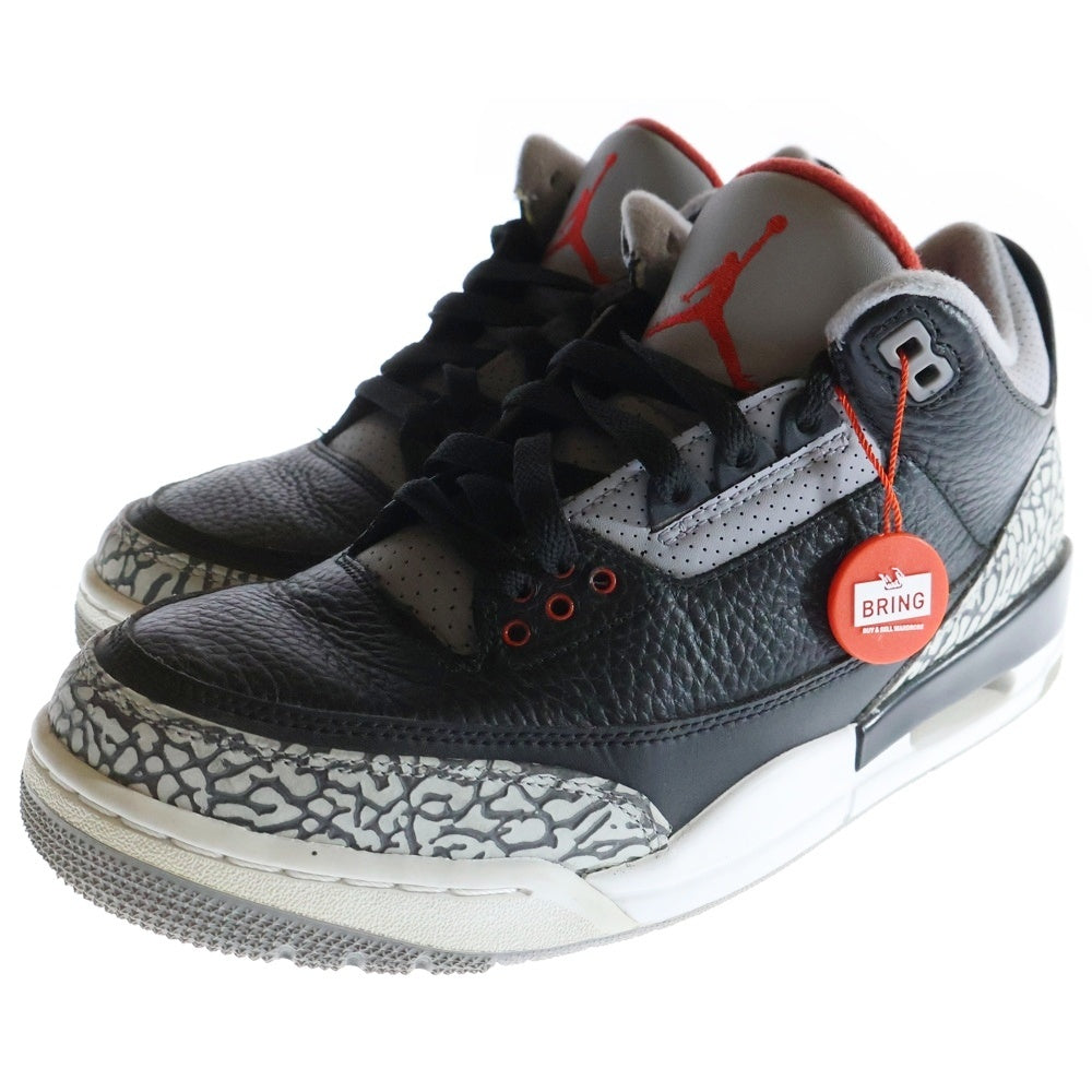 NIKE(ナイキ) AIR JORDAN 3 RETRO OG 854262-001 エアジョーダン ミドルカットスニーカー ブラック/グレー US8/26.0cm