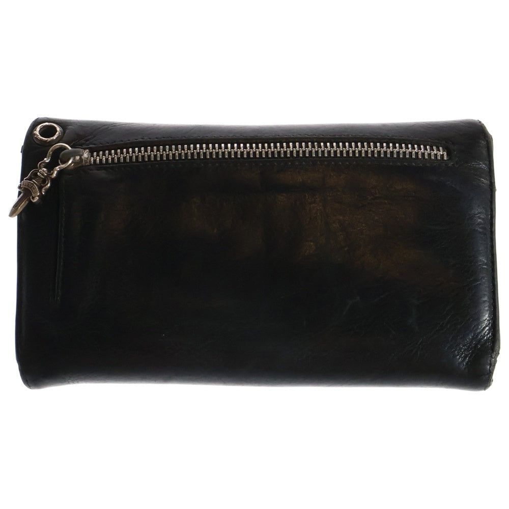 CHROME HEARTS(クロムハーツ) WAVE CROSS BALL ウェーブ ウォレット クロスボールボタン 長財布 ブラック