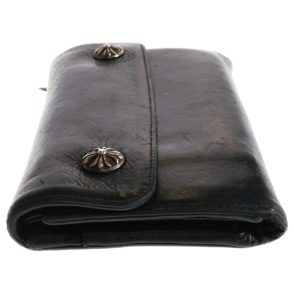 CHROME HEARTS(クロムハーツ) WAVE CROSS BALL ウェーブ ウォレット クロスボールボタン 長財布 ブラック