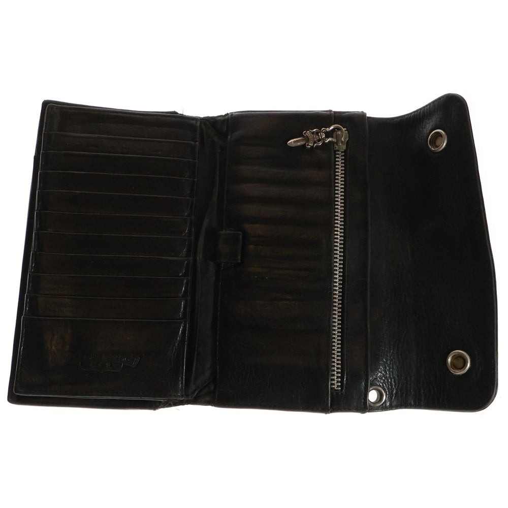 CHROME HEARTS(クロムハーツ) WAVE CROSS BALL ウェーブ ウォレット クロスボールボタン 長財布 ブラック