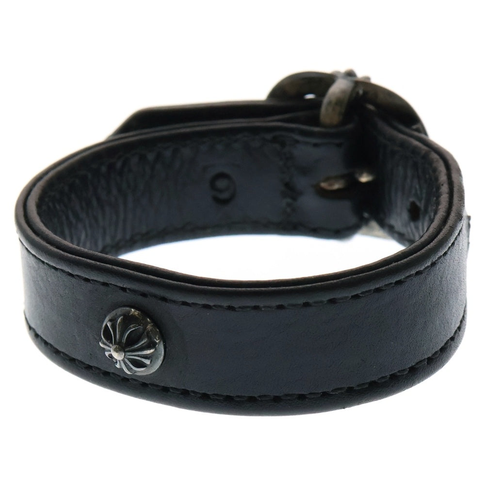CHROME HEARTS(クロムハーツ) GUNSLINGER ガンスリンガー クロスボール レザーブレスレット ブラック/シルバー BCA146