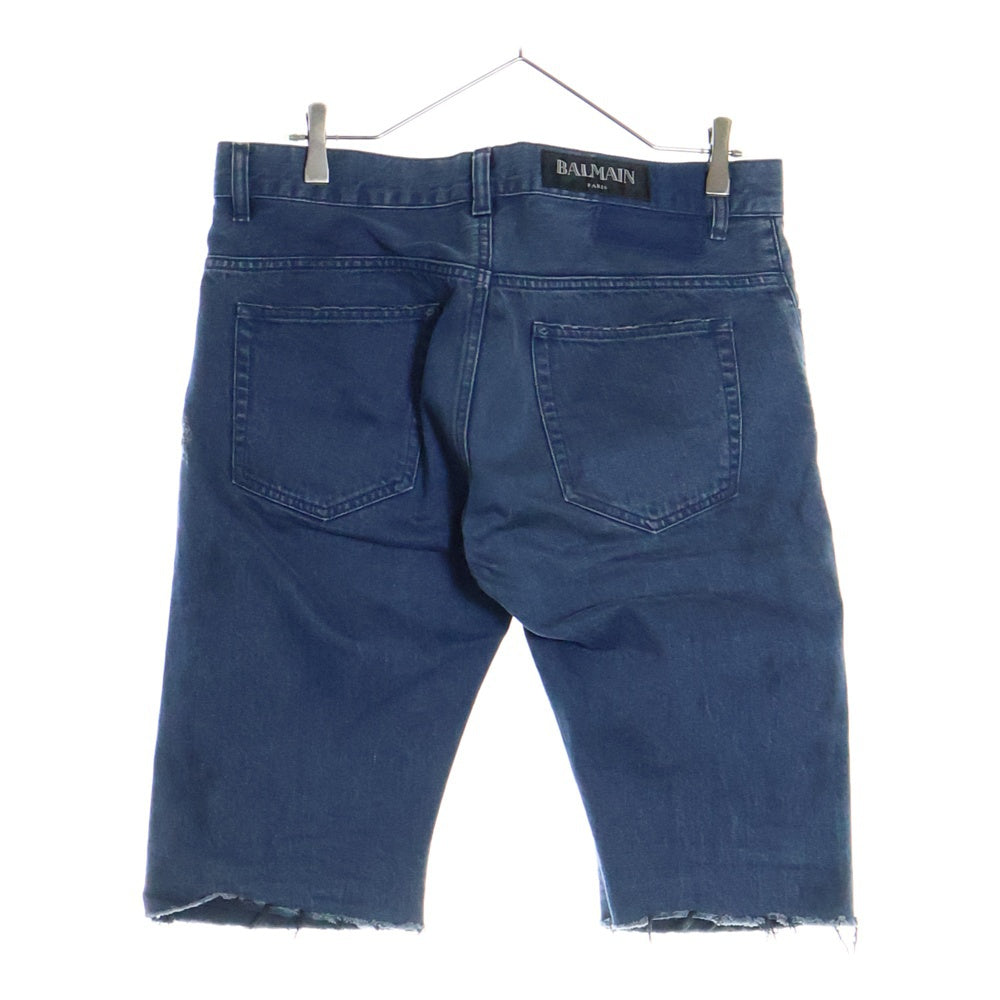 BALMAIN(バルマン) ダメージ加工デニムショーツ S5HT578C489 インディゴブルー