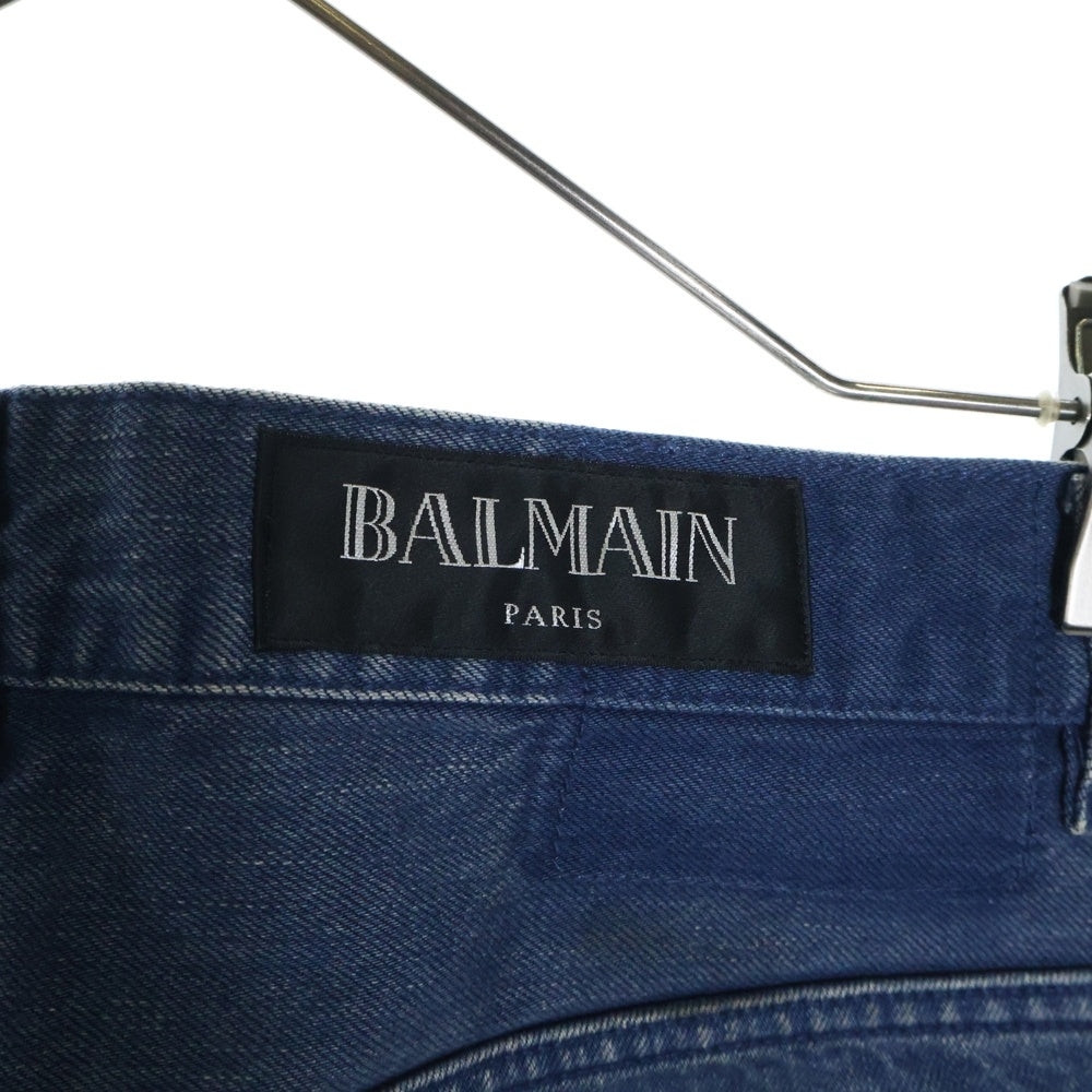 BALMAIN(バルマン) ダメージ加工デニムショーツ S5HT578C489 インディゴブルー
