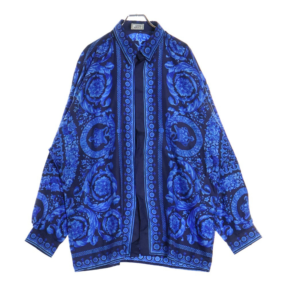 GIANNI VERSACE(ジャンニ ヴェルサーチ) バロッコプリントシルク長袖シャツ ブルー