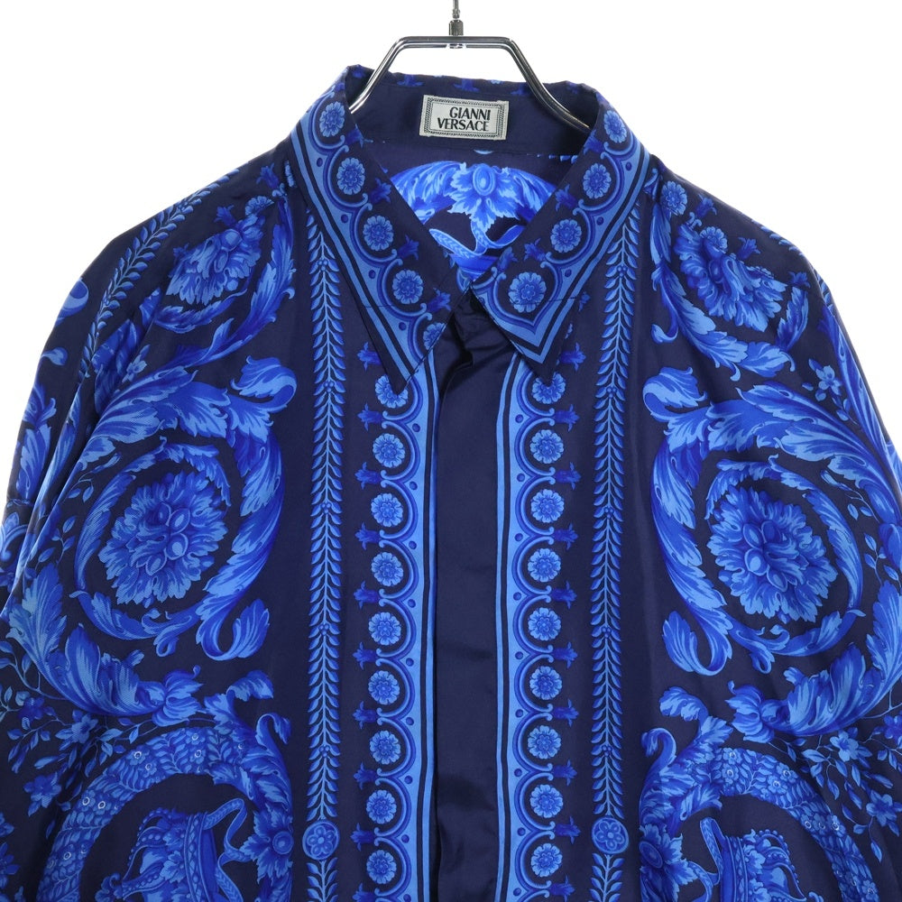 GIANNI VERSACE(ジャンニ ヴェルサーチ) バロッコプリントシルク長袖シャツ ブルー