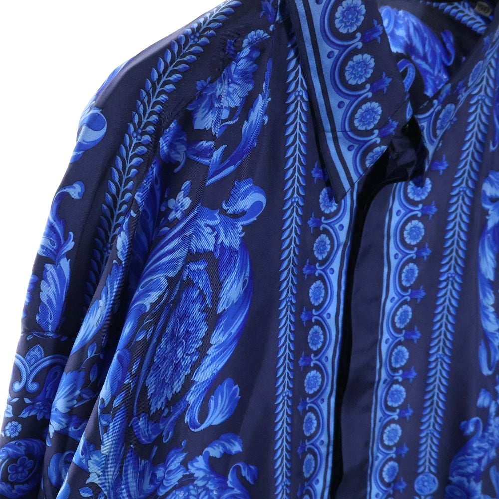 GIANNI VERSACE(ジャンニ ヴェルサーチ) バロッコプリントシルク長袖シャツ ブルー