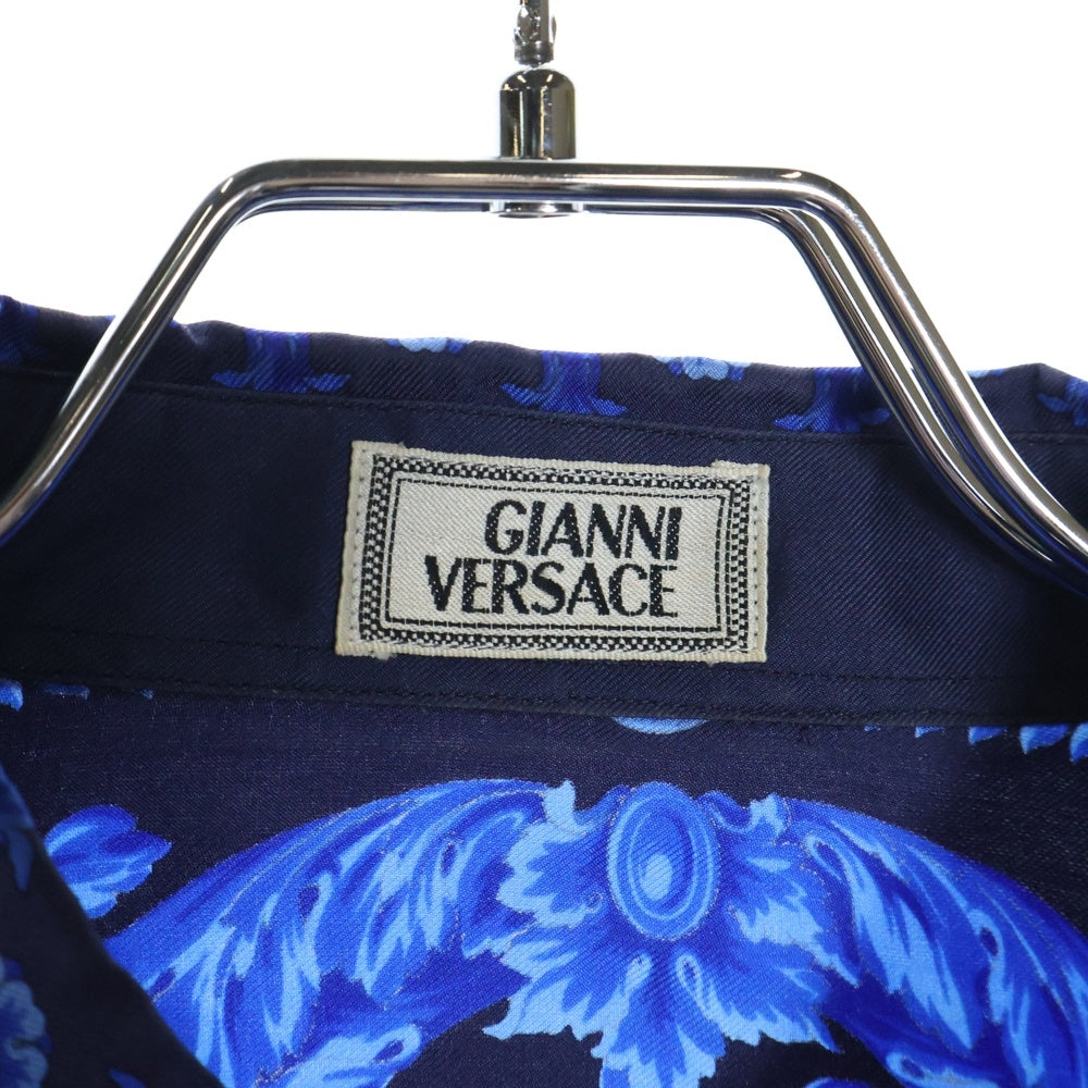 GIANNI VERSACE(ジャンニ ヴェルサーチ) バロッコプリントシルク長袖シャツ ブルー