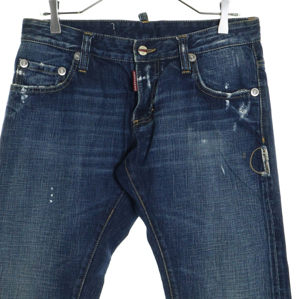 DSQUARED2(ディースクエアード) 折り返しストレートデニムパンツ インディゴブルー