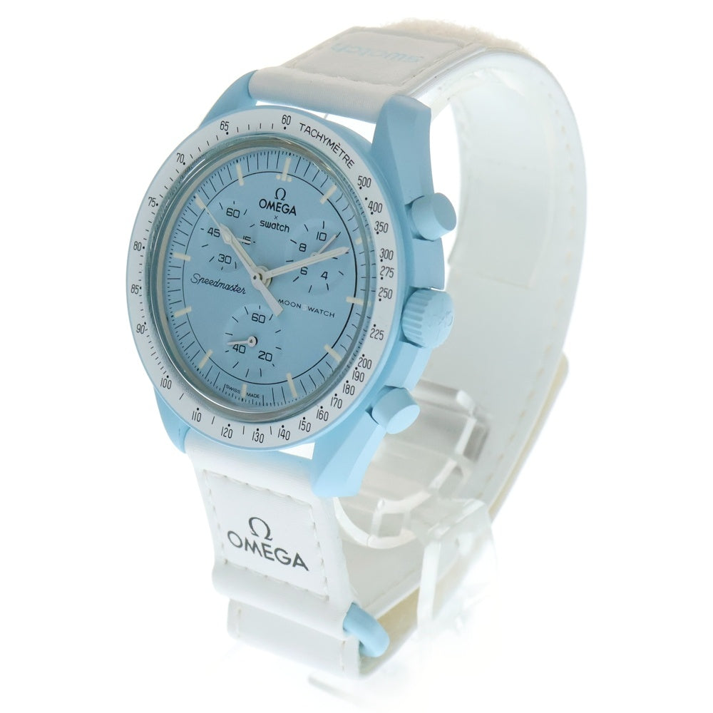 OMEGA(オメガ) ×swatch MISSION TO URANUS S033L100 スウォッチ ミッション トゥ ウラヌス クォーツ 腕時計 ホワイト/ブルー