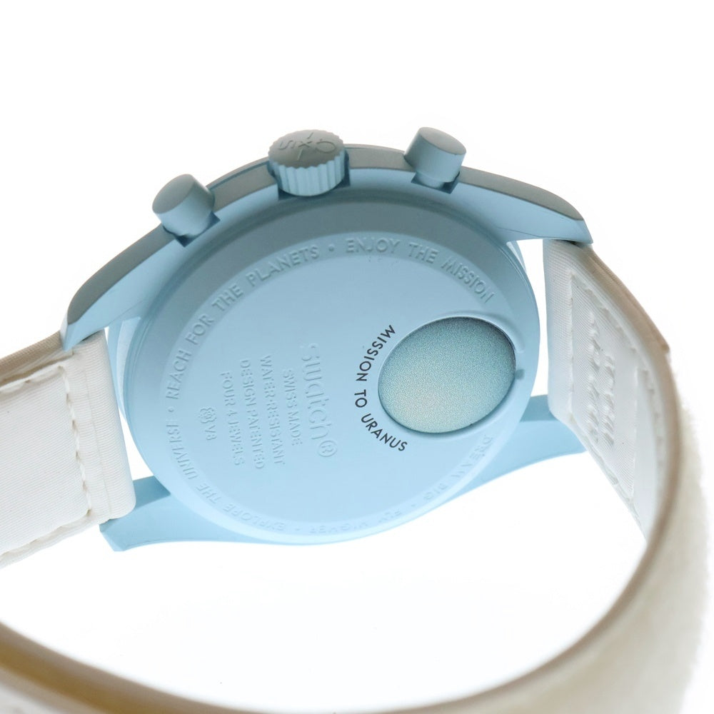 OMEGA(オメガ) ×swatch MISSION TO URANUS S033L100 スウォッチ ミッション トゥ ウラヌス クォーツ 腕時計 ホワイト/ブルー