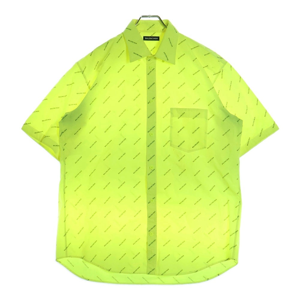 BALENCIAGA(バレンシアガ) 18SS All Over Logo Short Sleeve Shirt 534332 TILX6 オールオーバーロゴ半袖シャツ イエロー