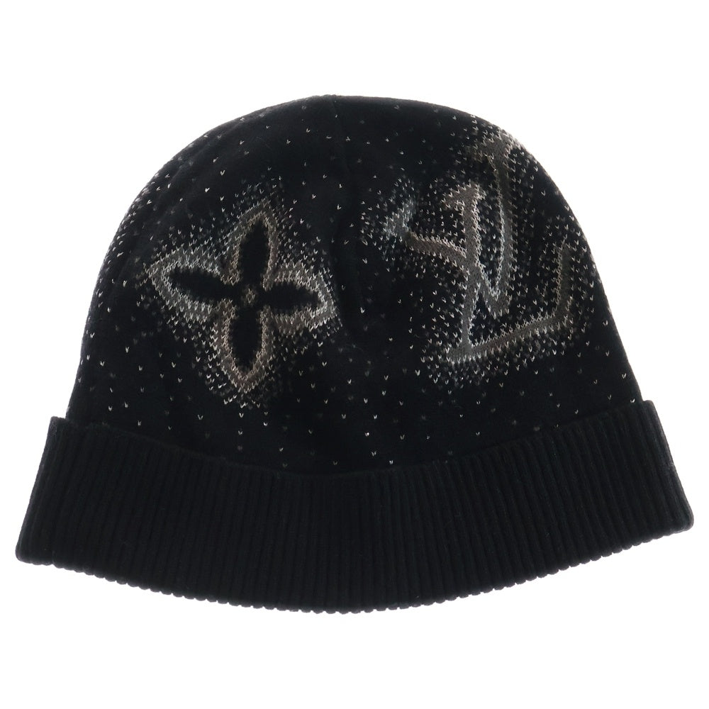 LOUIS VUITTON(ルイヴィトン) モノグラムショートカシミヤビーニー ブラック