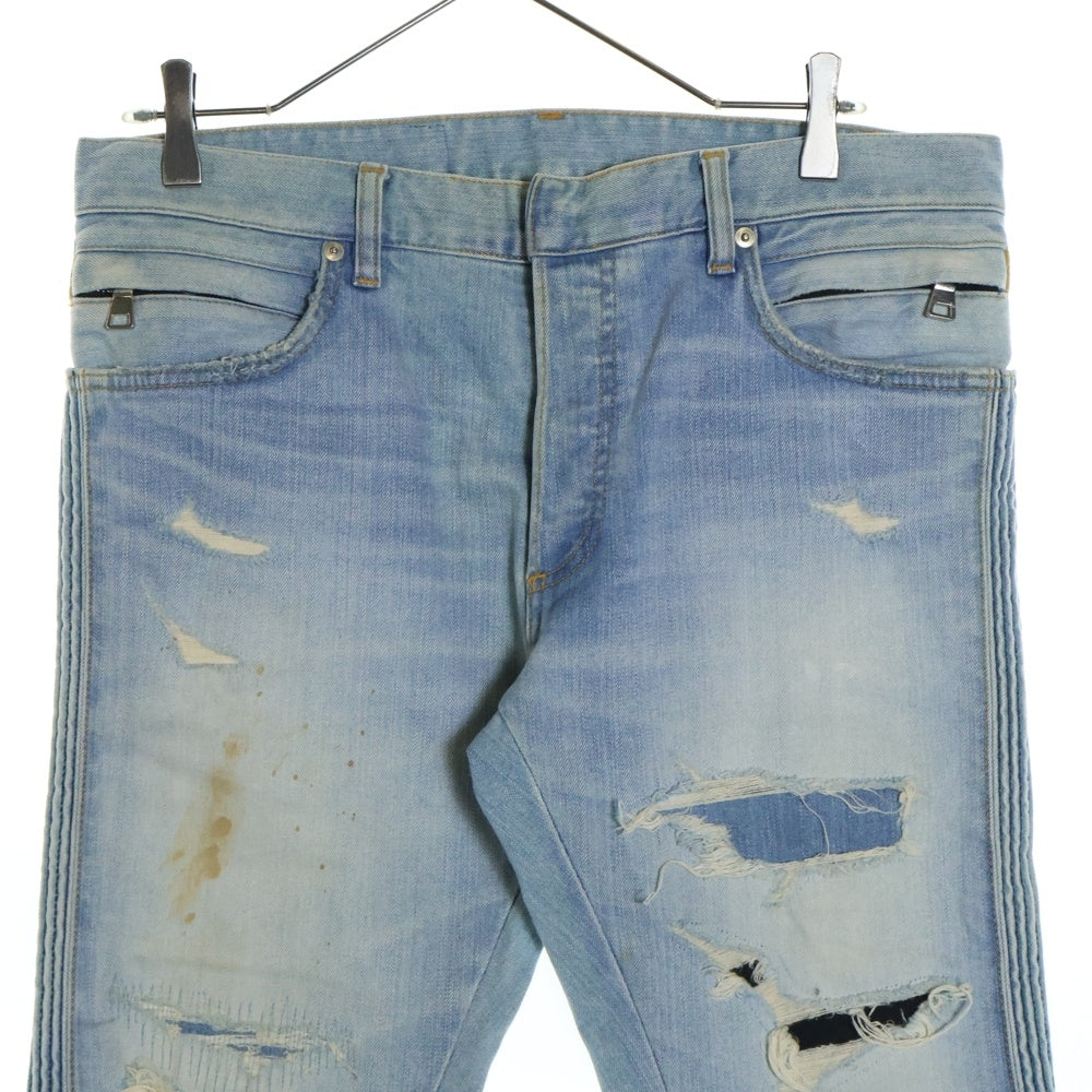 BALMAIN(バルマン) ダメージ加工ウォッシュドデニムパンツ インディゴブルー