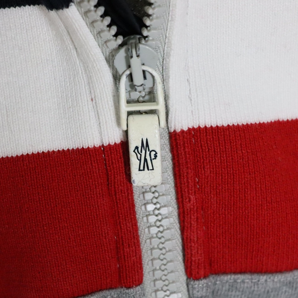 MONCLER GAMME BLEU(モンクレール・ガム・ブルー) MAGLIA CARDIGAN 213918401100 トリコロール切り替えジップアップパーカー グレー