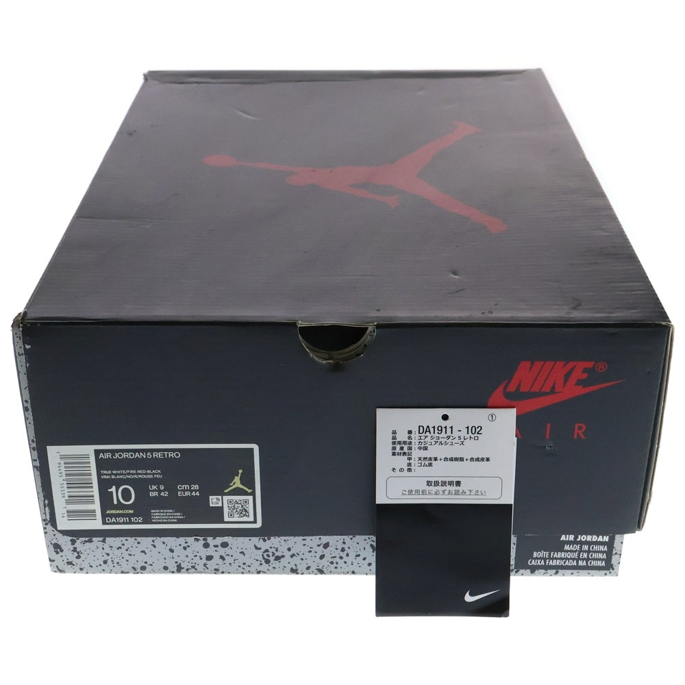 NIKE(ナイキ) AIR JORDAN 5 RETRO FIRE RED DA1911-102 エアジョーダン5 ファイアレッド ハイカットスニーカー US10/28.0cm ホワイト /レッド