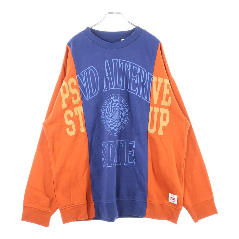 Levi's(リーバイス) フロントプリントクルーネックスウェットトレーナー A4837-0000 ブルー/オレンジ
