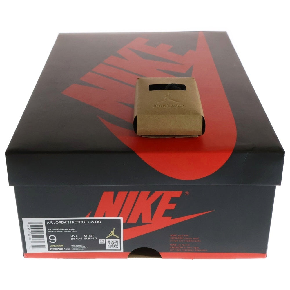 NIKE(ナイキ) AIR JORDAN 1 RETRO LOW OG BLACK TOE CZ0790-106 エアジョーダン1 ブラックトゥ ローカットスニーカー US9/27.0cm ホワイト/ブラック/レッド