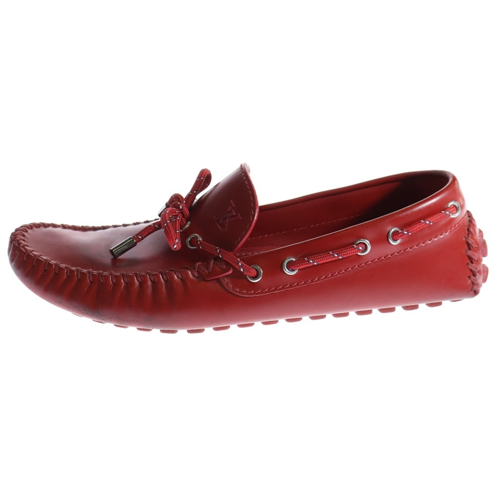 LOUIS VUITTON(ルイヴィトン) レザーローファー フロントロゴ入りドライビングシューズ ローカットシューズ レッド