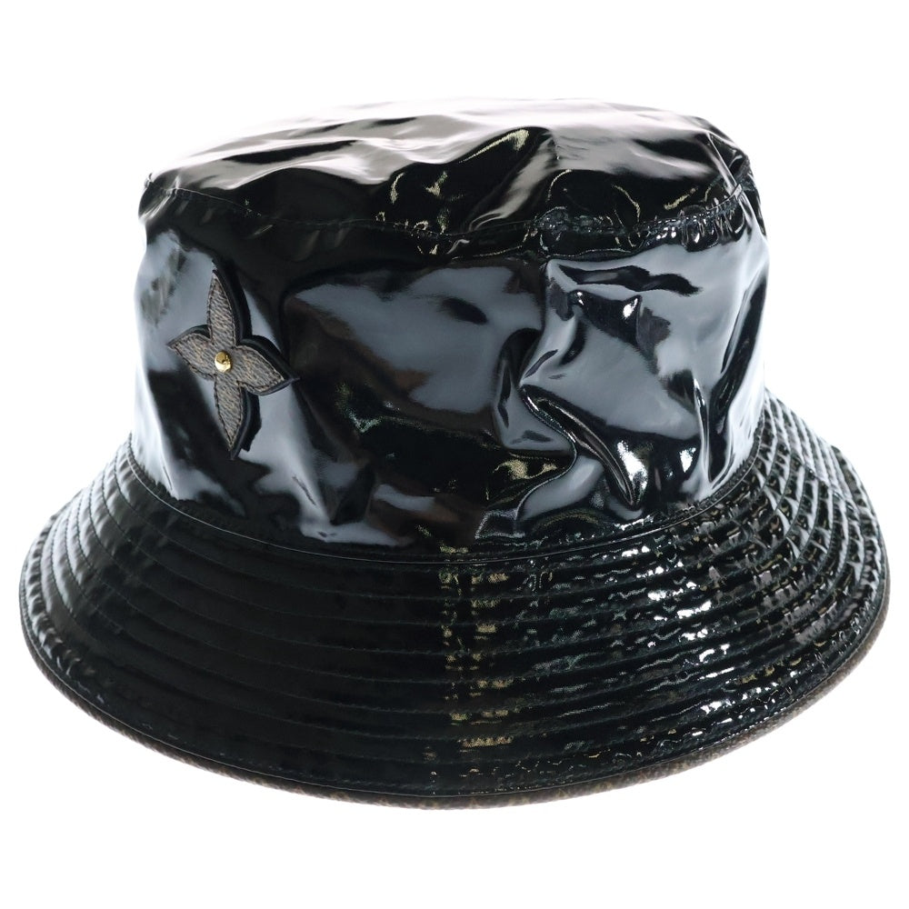 LOUIS VUITTON(ルイヴィトン) モノグラムフラワー ボブ レイニー デイ エナメル バケットハット 帽子 ブラック M77020