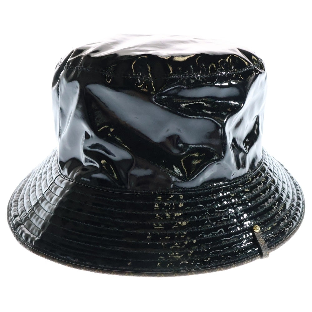 LOUIS VUITTON(ルイヴィトン) モノグラムフラワー ボブ レイニー デイ エナメル バケットハット 帽子 ブラック M77020