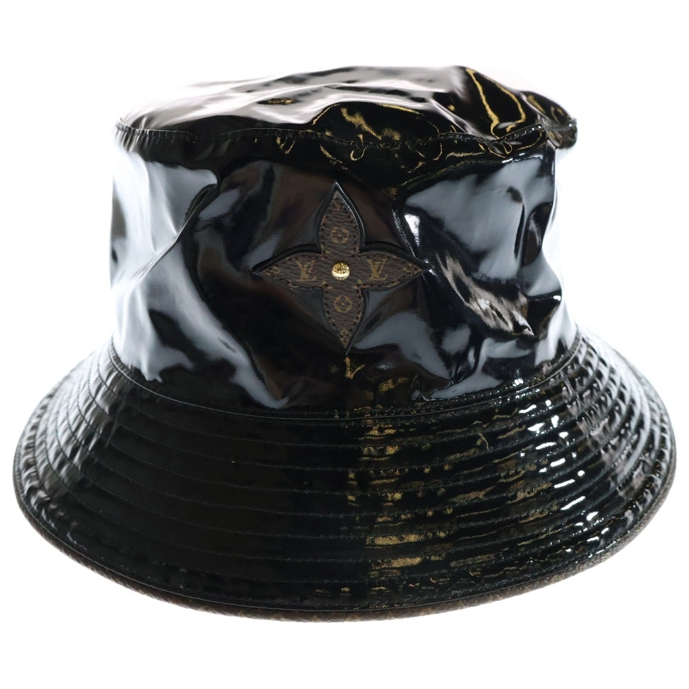 LOUIS VUITTON(ルイヴィトン) モノグラムフラワー ボブ レイニー デイ エナメル バケットハット 帽子 ブラック M77020