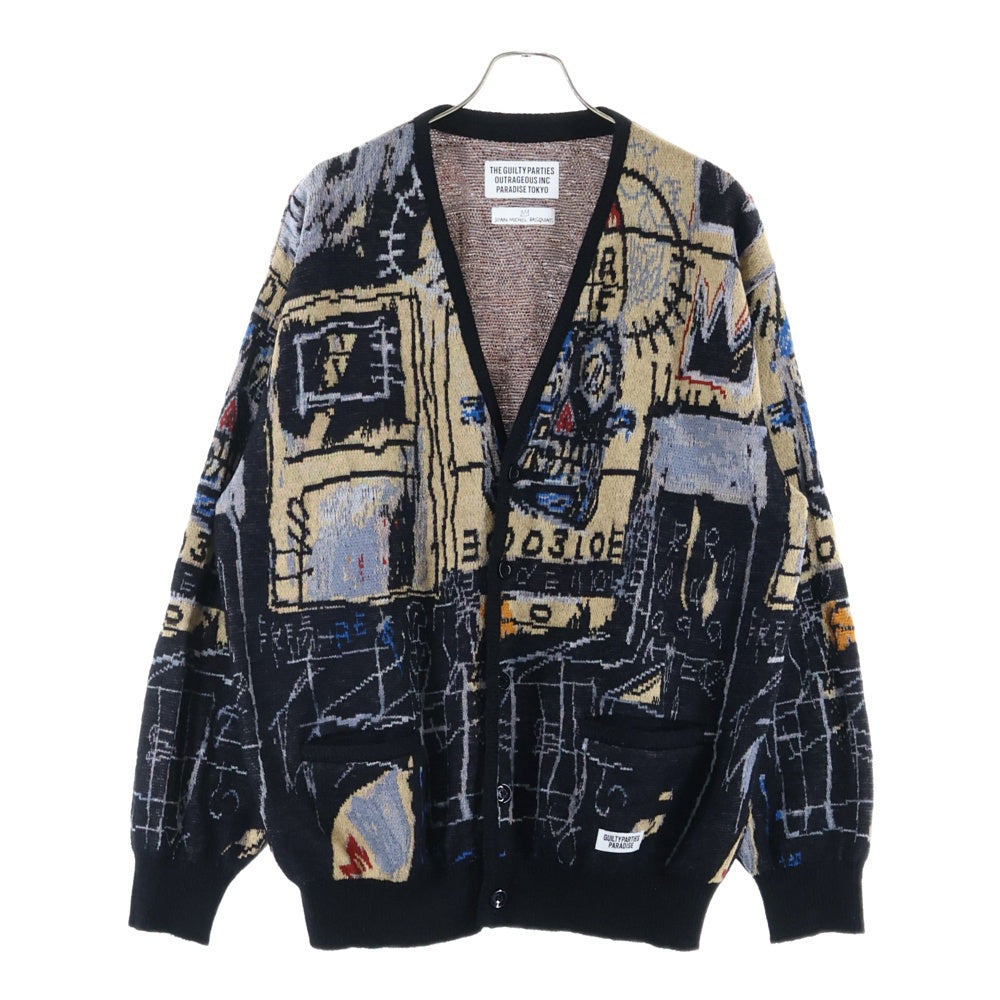 WACKO MARIA(ワコマリア) 22AW ×JEAN MICHEL BASQUIAT CARDIGAN TYPE-2 ジャンミシェル バスキア モヘヤ混 総柄 カーディガン マルチ