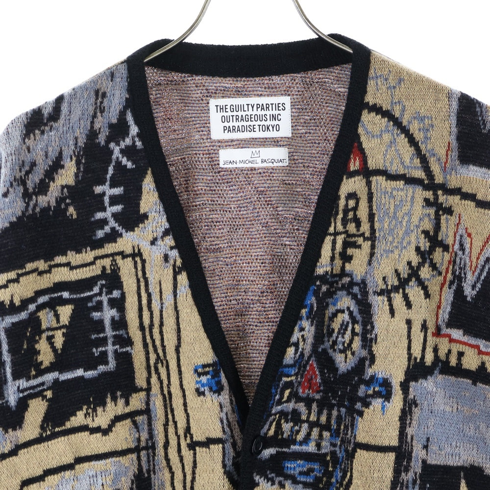 WACKO MARIA(ワコマリア) 22AW ×JEAN MICHEL BASQUIAT CARDIGAN TYPE-2 ジャンミシェル バスキア モヘヤ混 総柄 カーディガン マルチ